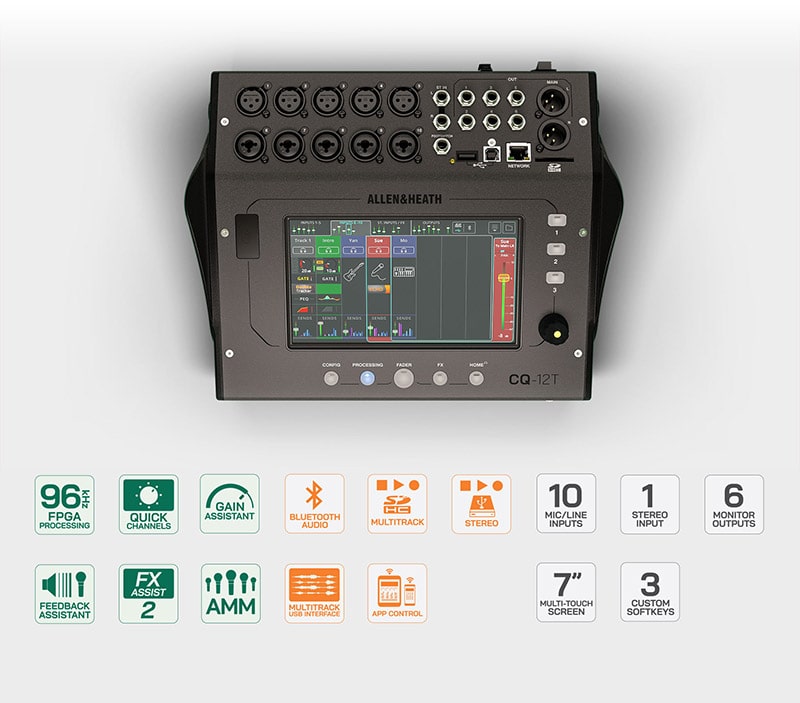 Mixer Allen & Heath CQ-12T (Digital, 16 k&ecirc;nh, Bluetooth, Wifi, USB)