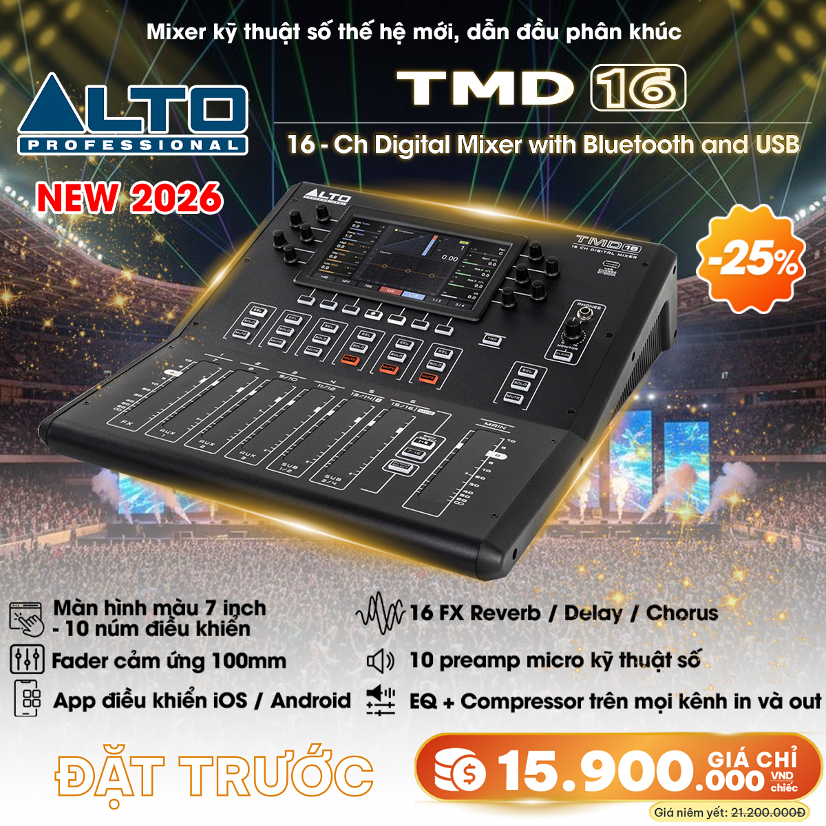 Bàn mixer Alto TMD16 (16 kênh, Bluetooth, USB) - Hình 1