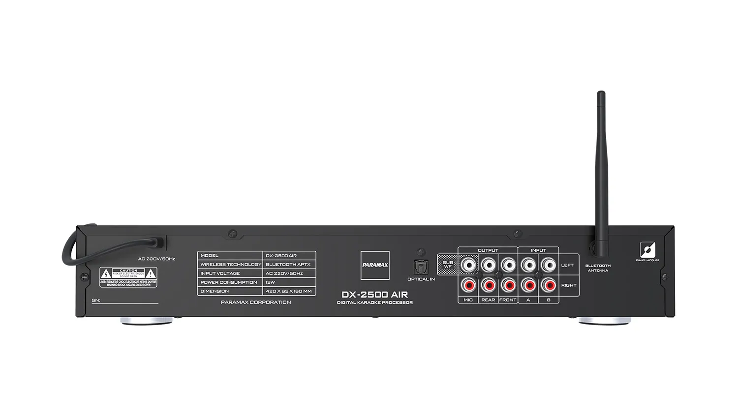 Mặt sau Vang số chỉnh cơ Paramax DX-2500AIR DSP