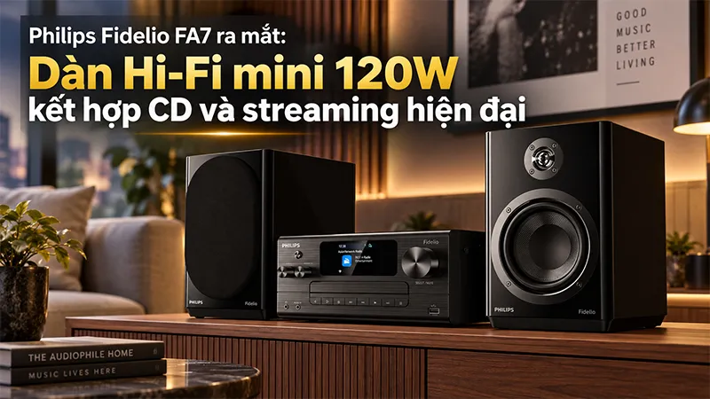 Philips Fidelio FA7 ra mắt: Dàn Hi-Fi mini 120W kết hợp đầu CD và streaming hiện đại