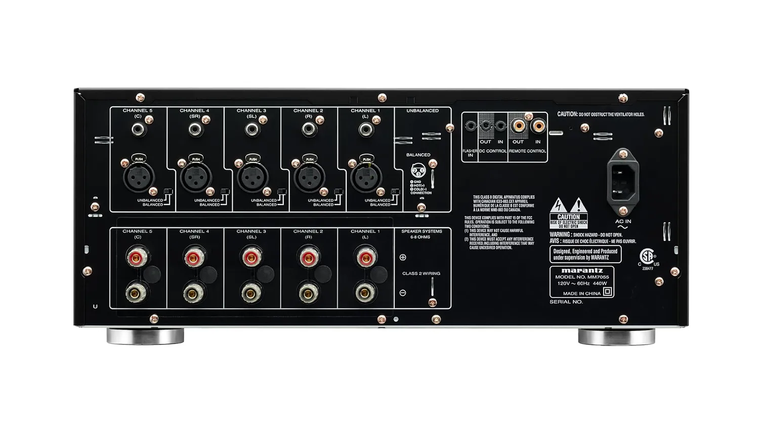 mặt sau Power ampli Marantz MM7055