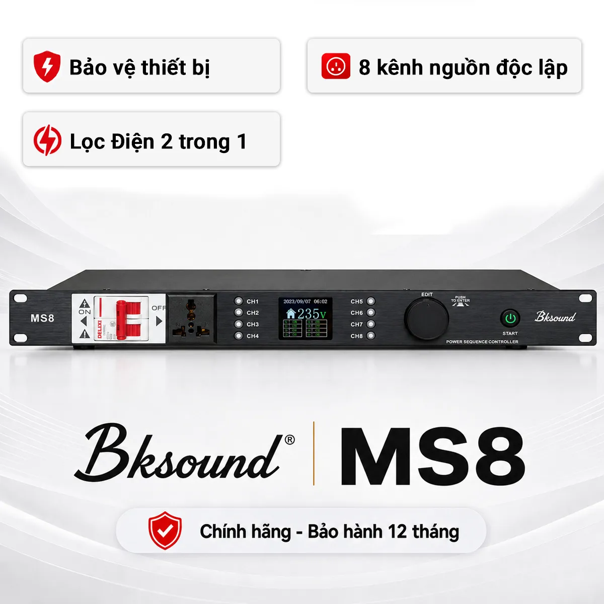 Quản lý nguồn Bksound MS8 Có Lọc Điện 2 trong 1