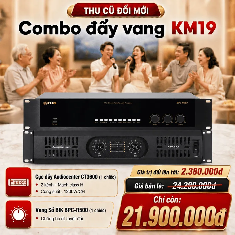 Combo đẩy vang KM19 (Audiocenter CT3600 + BIK BPC-R500) - Hình 1
