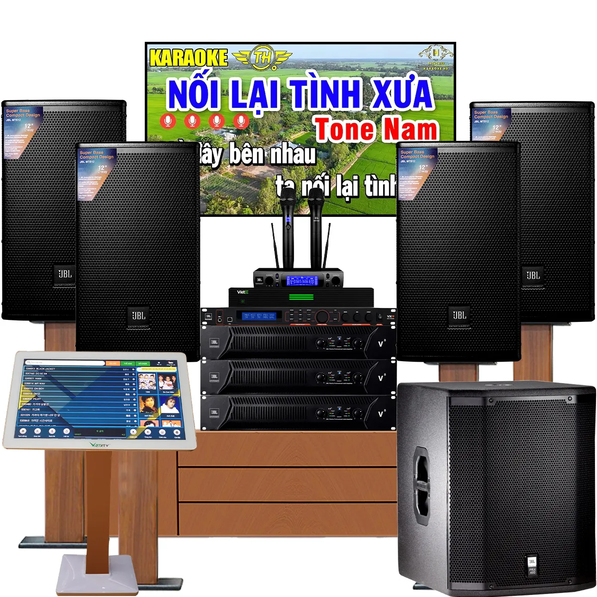 Dàn karaoke đồng bộ full JBL 12 (JBL MTS12, JBL V8, JBL VX9, PRX418S, JBL VM300,…)