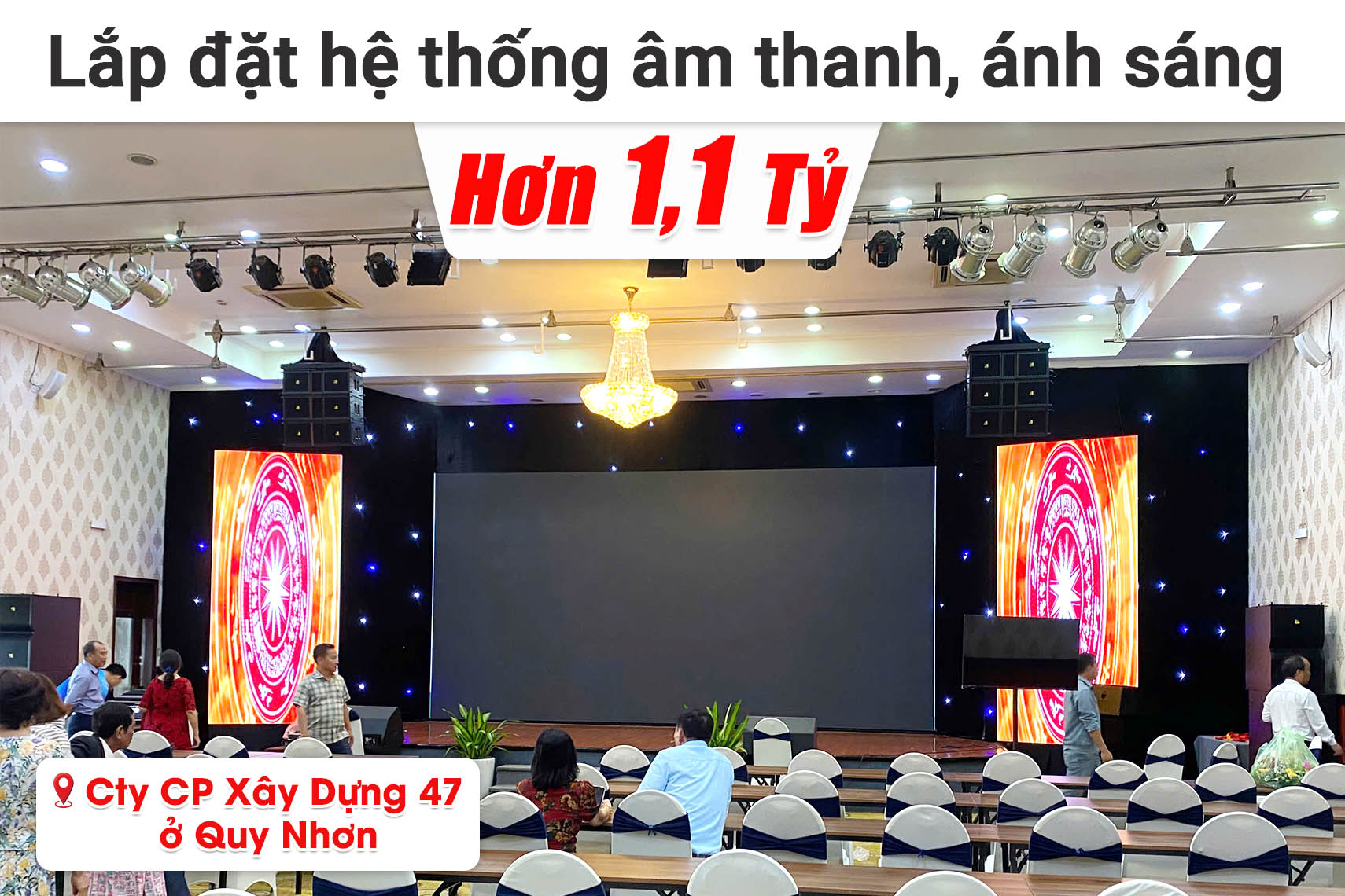 Lắp đặt hệ thống âm thanh, ánh sáng hơn 1,1 tỷ cho công ty Cổ phần Xây Dựng 47 ở Quy Nhơn (KR210N, KR215S-I, KR28N, BIK KSP 5015,....)