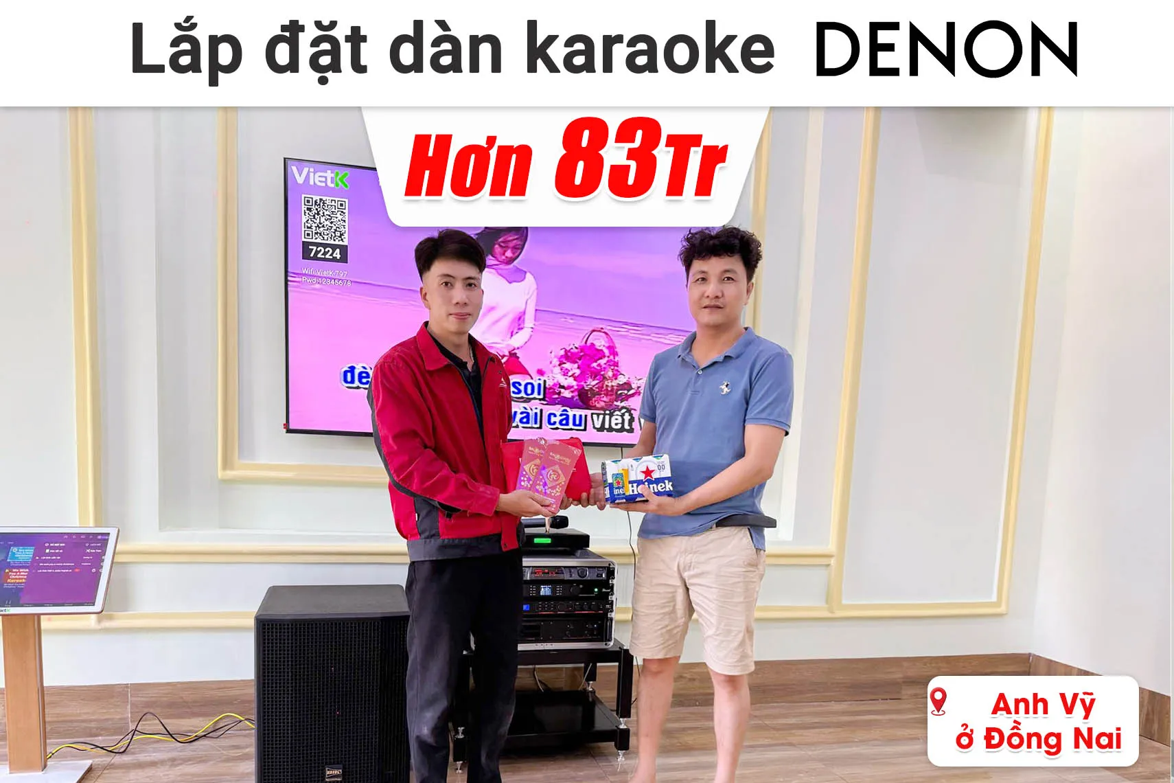 Lắp đặt dàn karaoke Denon hơn 83 triệu cho anh Vỹ ở Đồng Nai (Denon DN-512, BIK VM820A, JBL VX9, BIK BBK-W55A, BBS S290D, VietK 4K Plus 4TB,...)