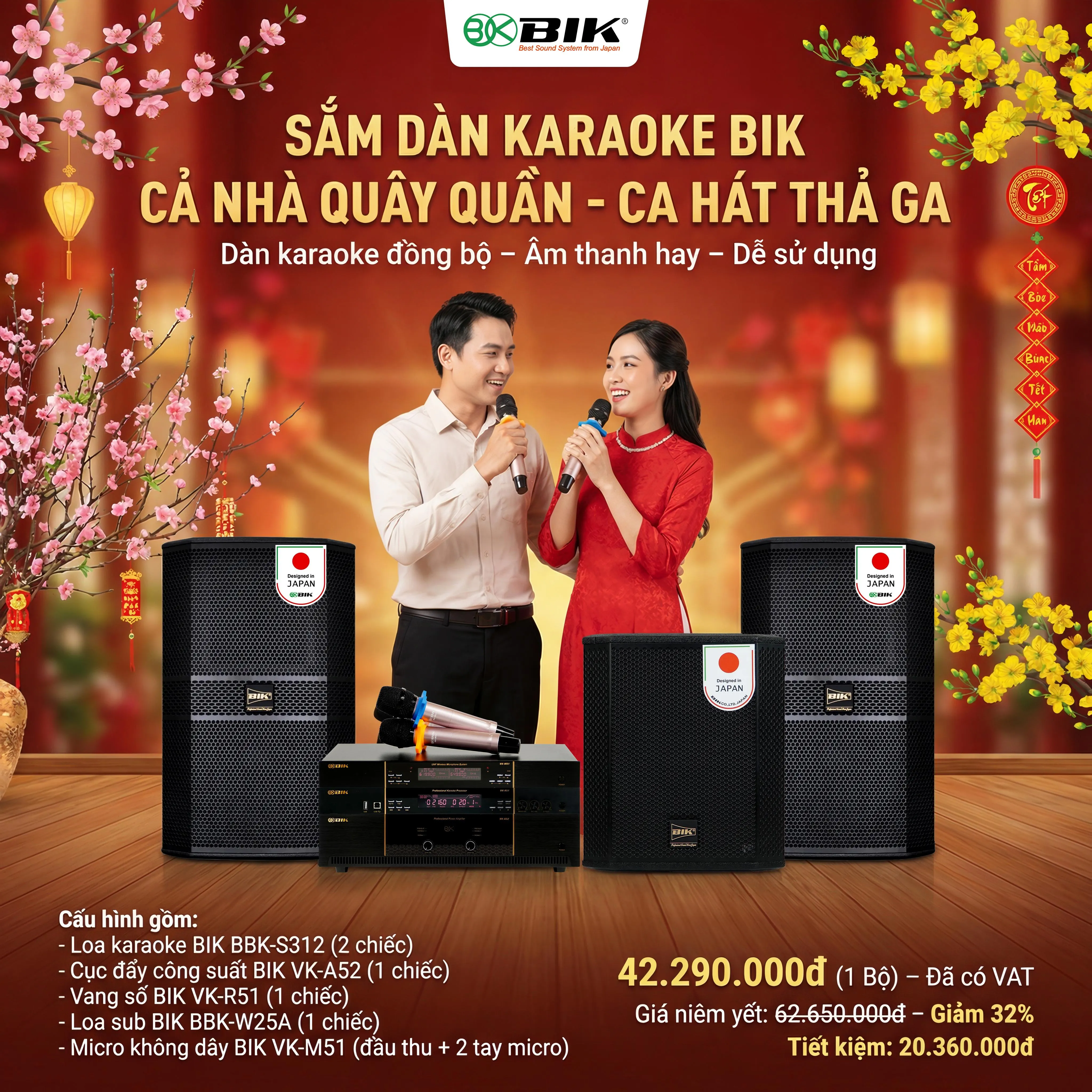 Dàn karaoke đồng bộ BIK New 2026 - 12 (BIK BBK-S312, BIK VK-A52, BIK VK-R51, BIK BBK-W25A, BIK VK- M51) - Hình 2
