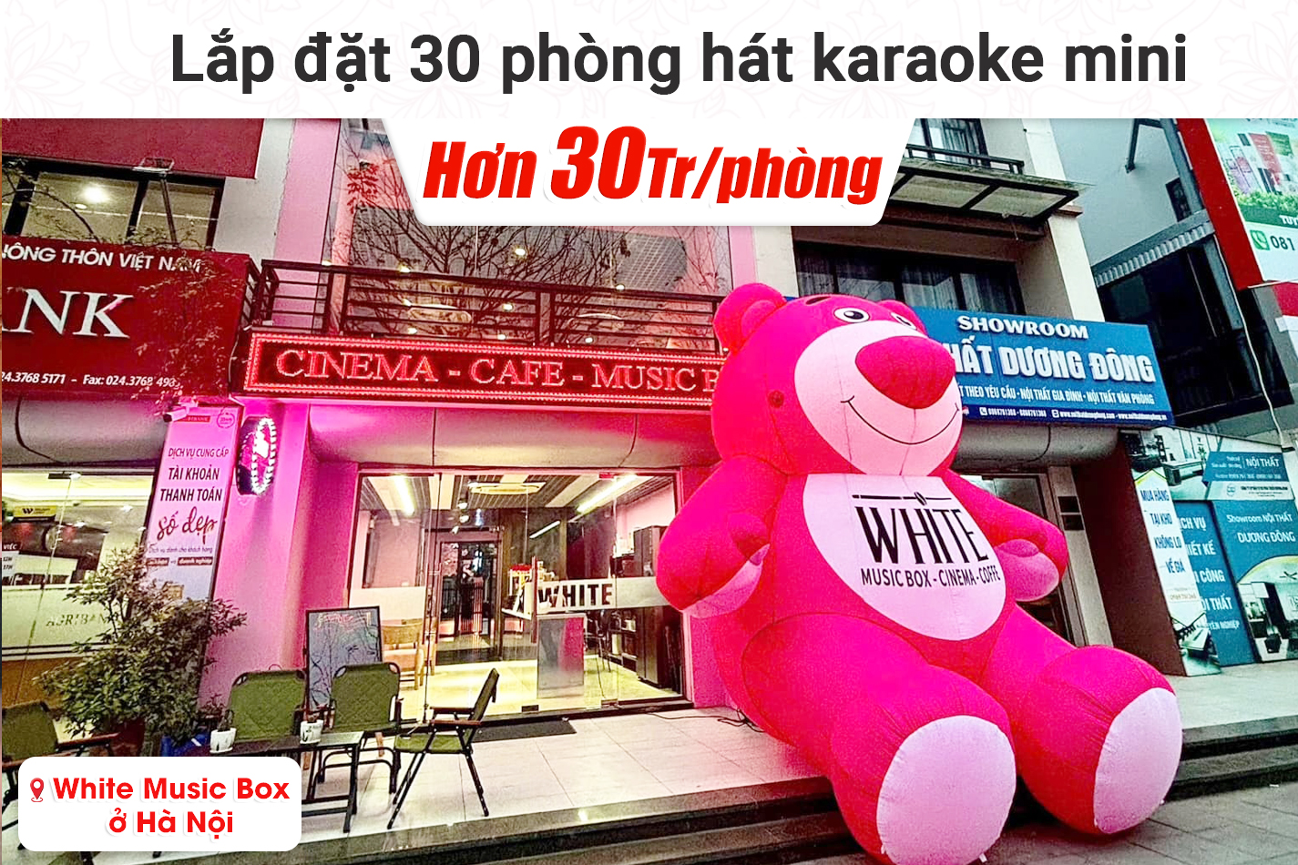 Lắp đặt 30 phòng karaoke box mini cho quán White Music Box tại Hà Nội