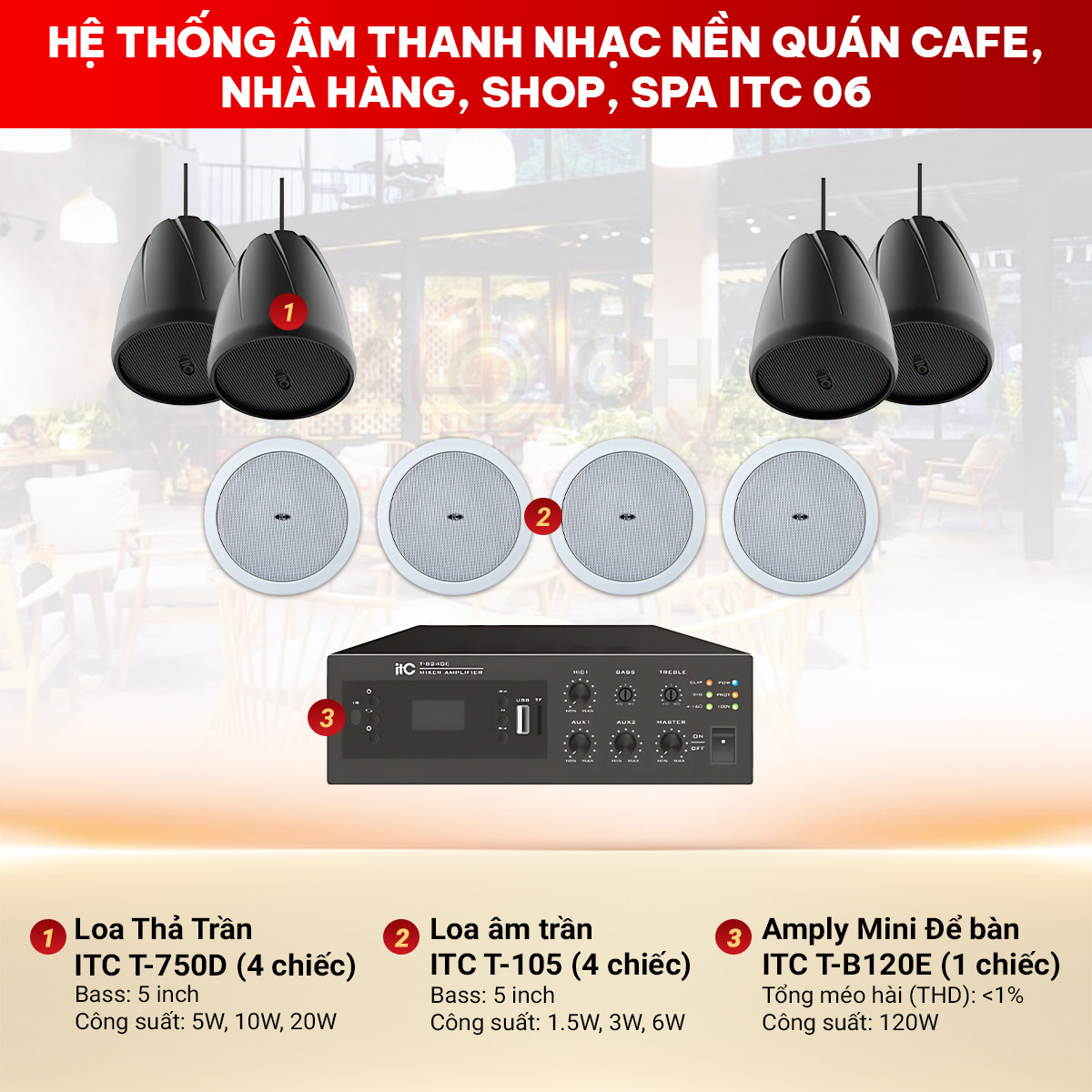 Hệ Thống &Acirc;m Thanh Nhạc Nền Qu&aacute;n Cafe, Nh&agrave; H&agrave;ng, Shop, Spa ITC 06
