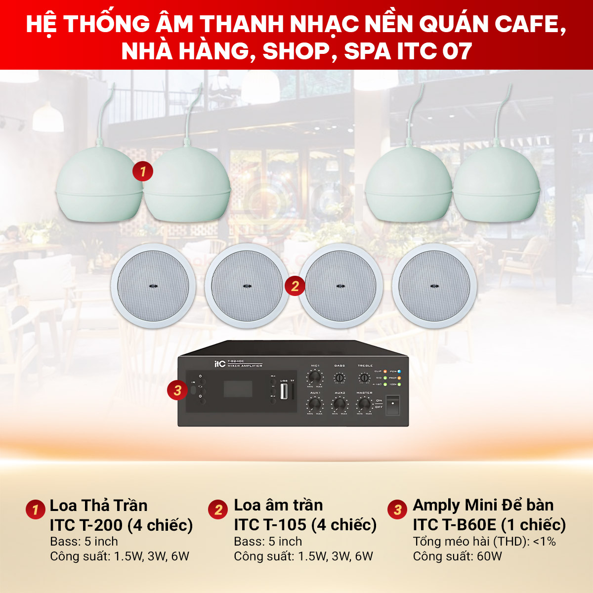 Hệ Thống &Acirc;m Thanh Nhạc Nền Qu&aacute;n Cafe, Nh&agrave; H&agrave;ng, Shop, Spa ITC 07