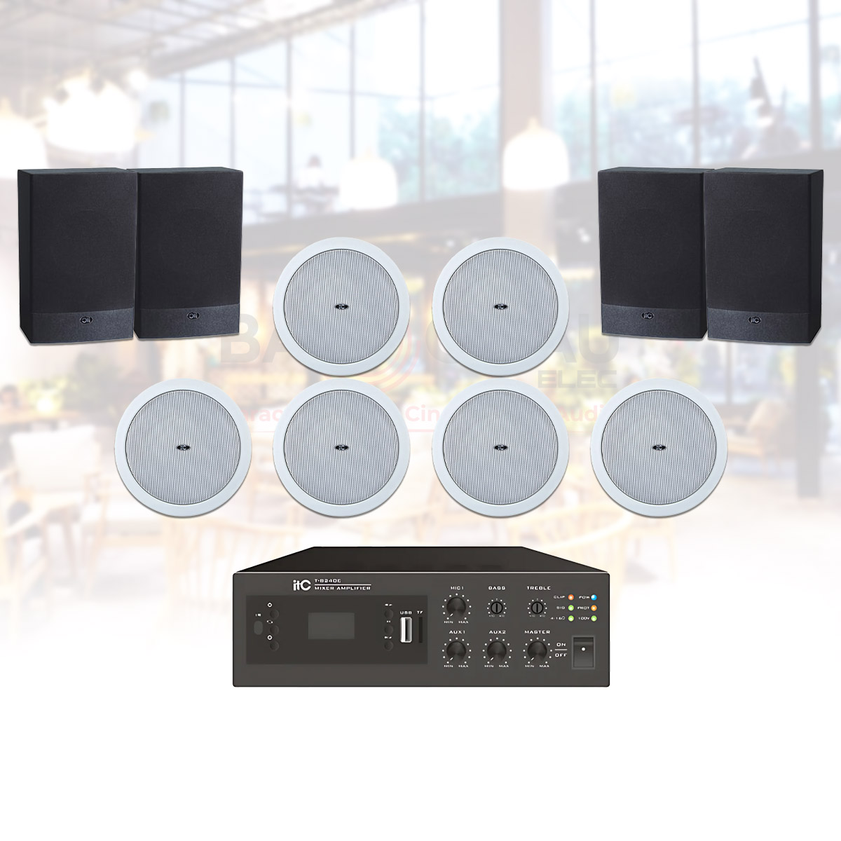 Cấu hình Hệ Thống Âm Thanh Nhạc Nền Quán Cafe, Nhà Hàng, Shop, Spa ITC 12