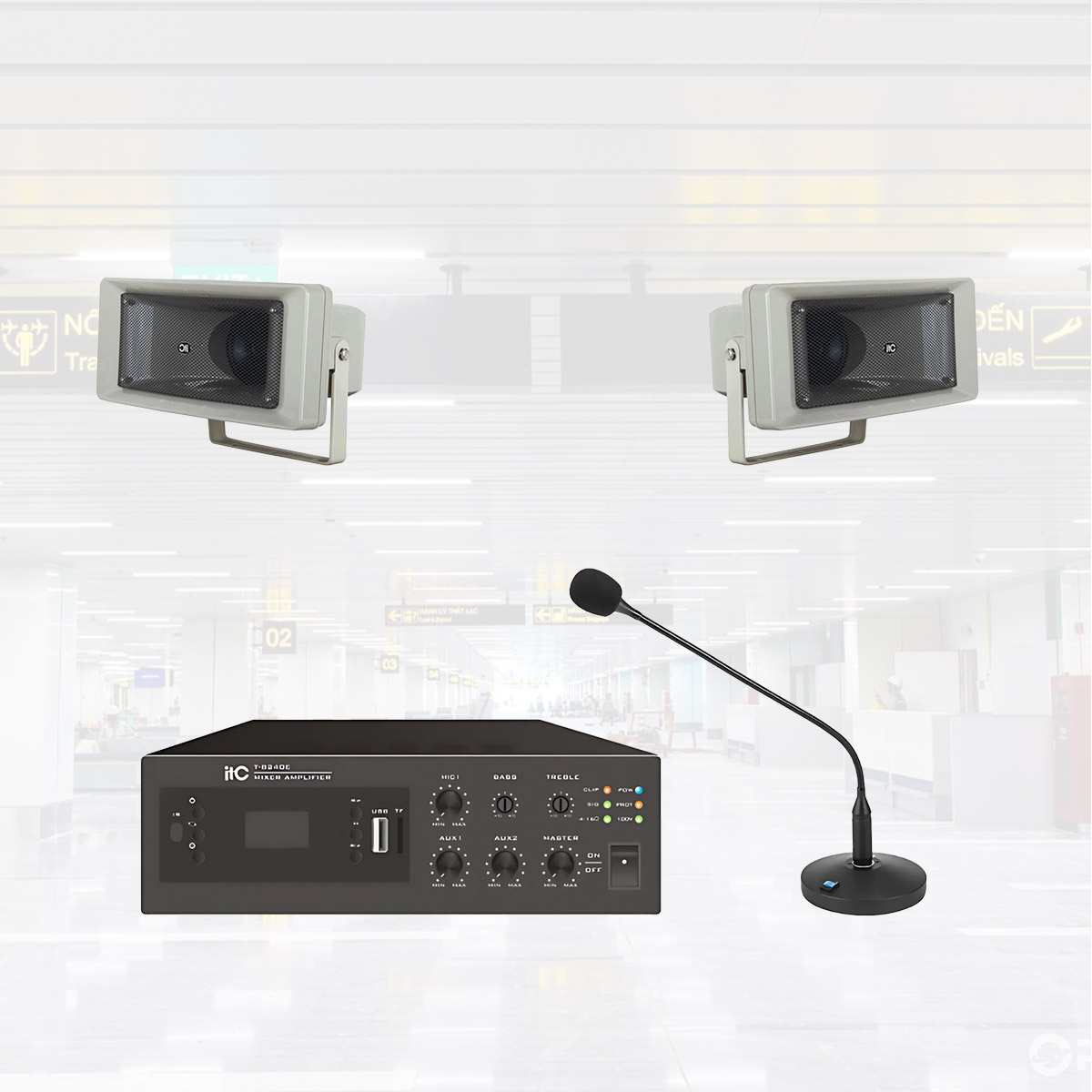 Hệ thống âm thanh thông báo cho cầu đường, nhà ga, trạm thu phí, truyền thanh thôn, bản, xã 02 (ITC T-710A, ITC T-B120E)