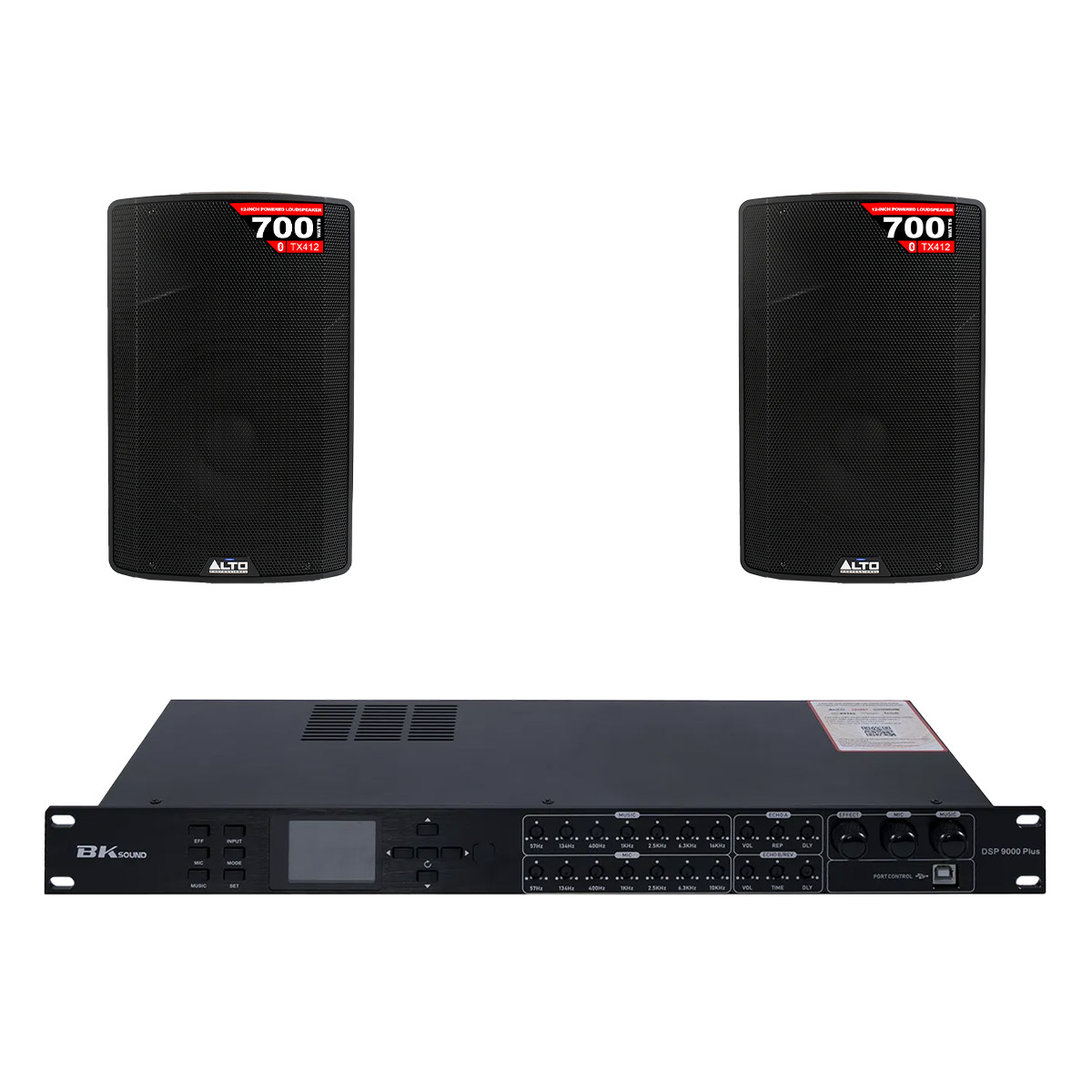 Dàn âm thanh quán cafe, gym, Yoga, fitness, phòng tập 03 (Alto TX412, BKSound DSP9000 Plus)