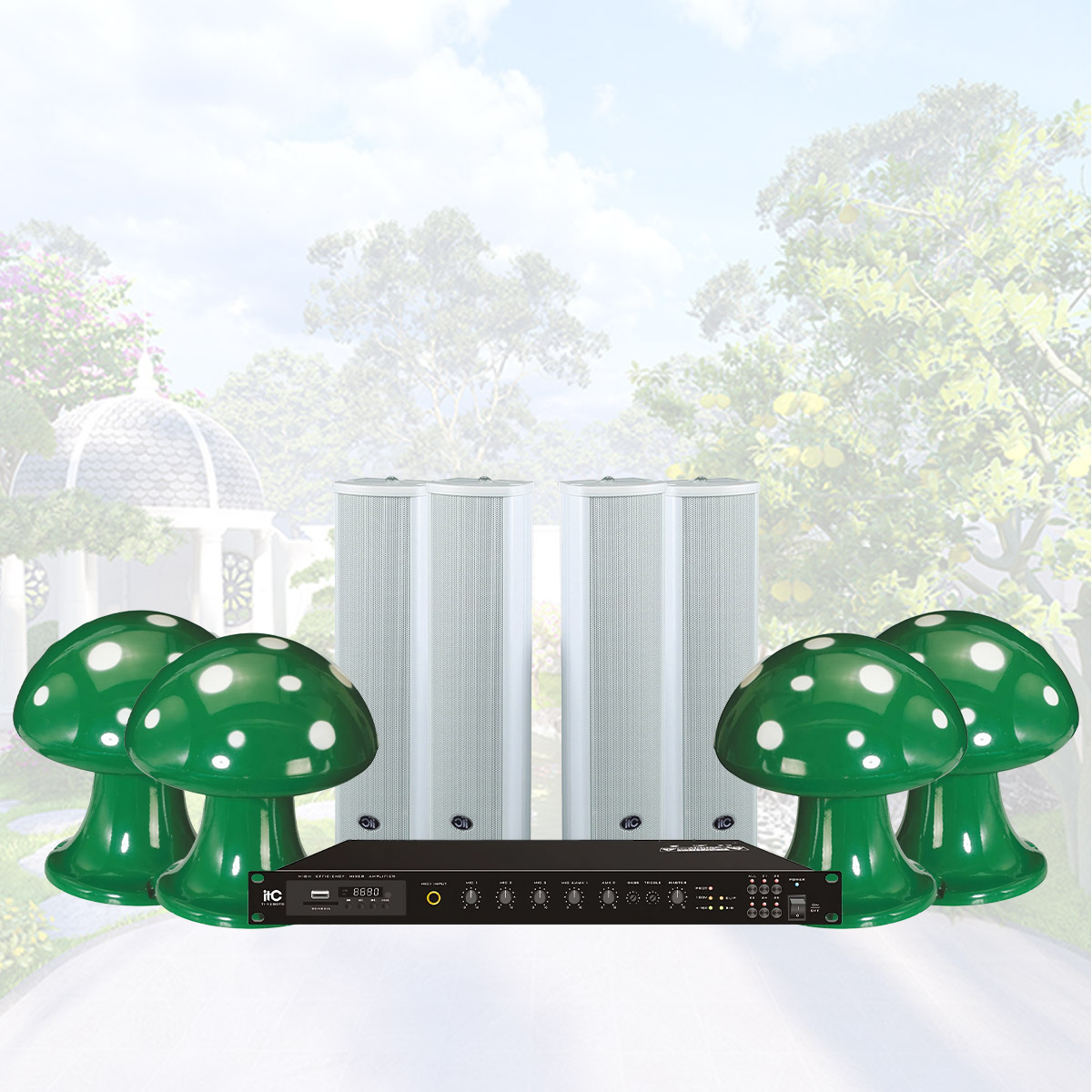 Hệ thống âm thanh nhạc nền sân vườn 04 (ITC T-500H, ITC T-703S, ITC TI-350DTB) - Hình 1