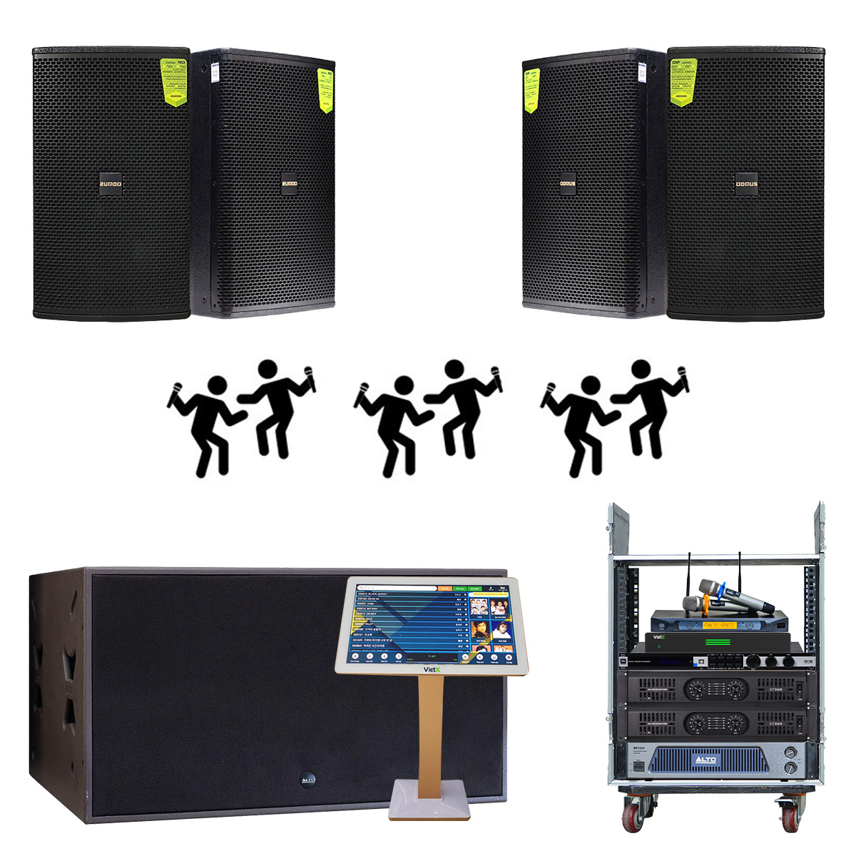 Dàn karaoke kinh doanh BC-29KD (40m2) (Domus DP 6150, Alto BLS218+, Audiocenter CT360, Alto MP3350,...)