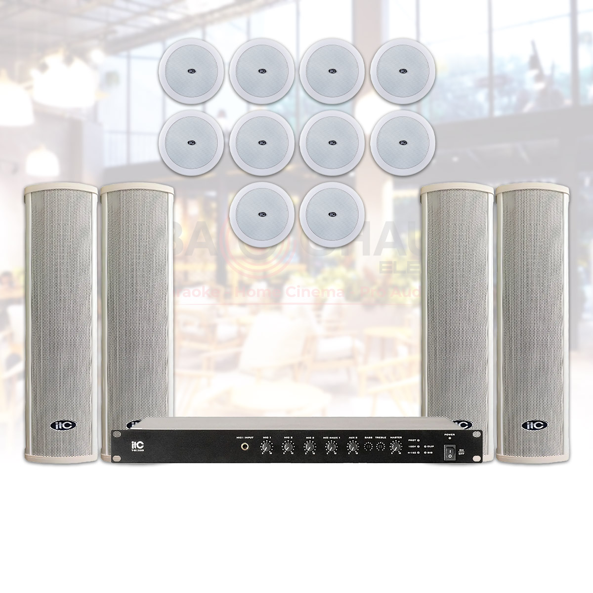 hệ thống âm thanh nhạc nền quán cafe, nhà hàng ngoài trời 01