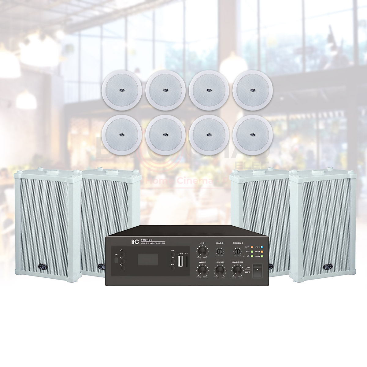 hệ thống âm thanh nhạc nền quán cafe, nhà hàng ngoài trời 02