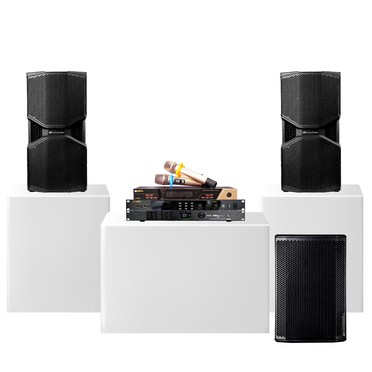 Dàn karaoke gia đình cao cấp dBTechnologies 02 (dBTechnologies Opera Reevo 210, Sub 612, BPR-8600, BJ-U600, BKSound M8)