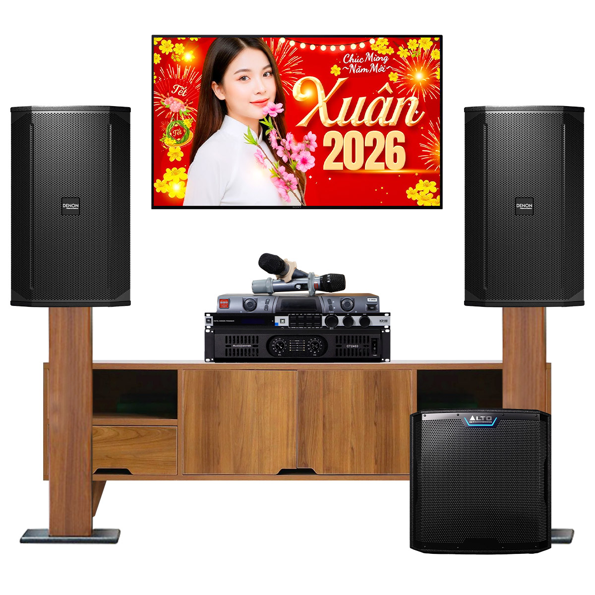 Dàn karaoke cao cấp Denon Nhật 12 (Denon DN-512, Audiocenter CT2400, JBL KX180A, Alto Ts12S, BBS S290D)