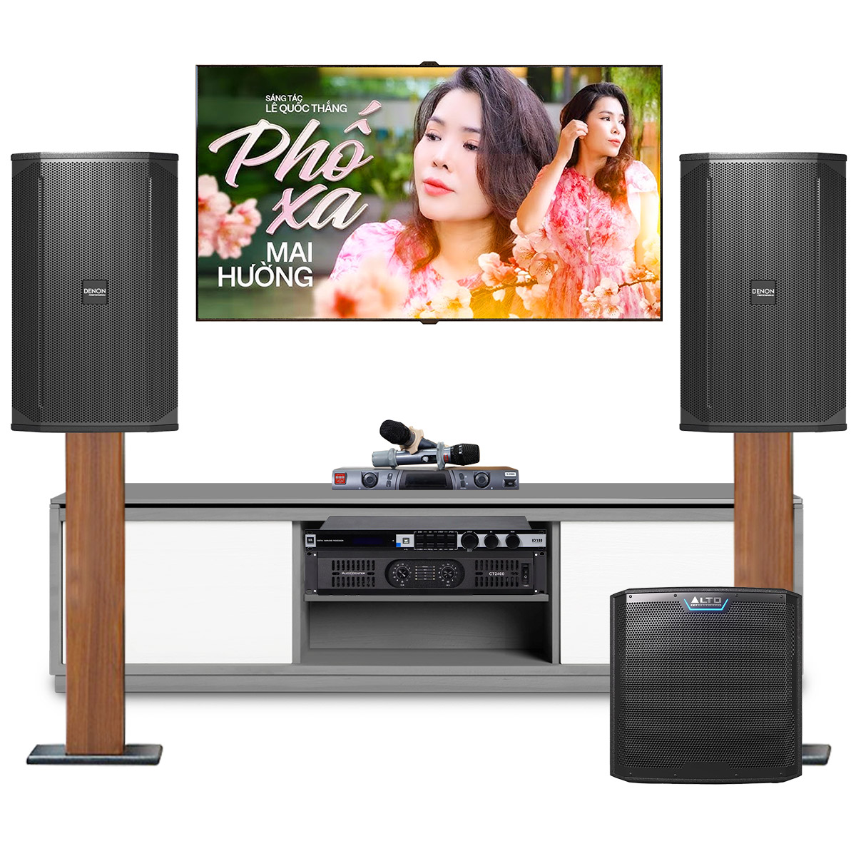 Dàn karaoke cao cấp Denon Nhật 12 (Denon DN-512, Audiocenter CT2400, JBL KX180A, Alto Ts12S, BBS S290D)