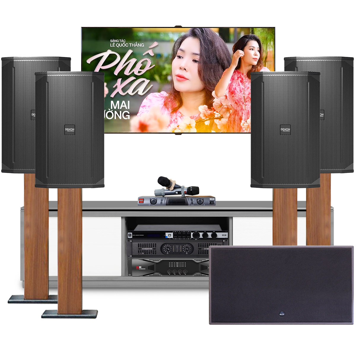 Dàn karaoke cao cấp Denon Nhật 13 (Denon DN-512, Audiocenter CT3600, Audiocenter PD800, KX180A, Alto BLS 218+...)