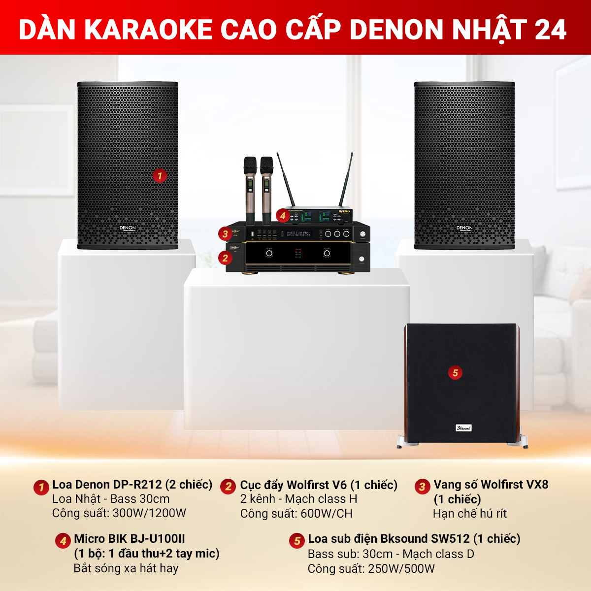 D&agrave;n karaoke cao cấp Denon Nhật 24