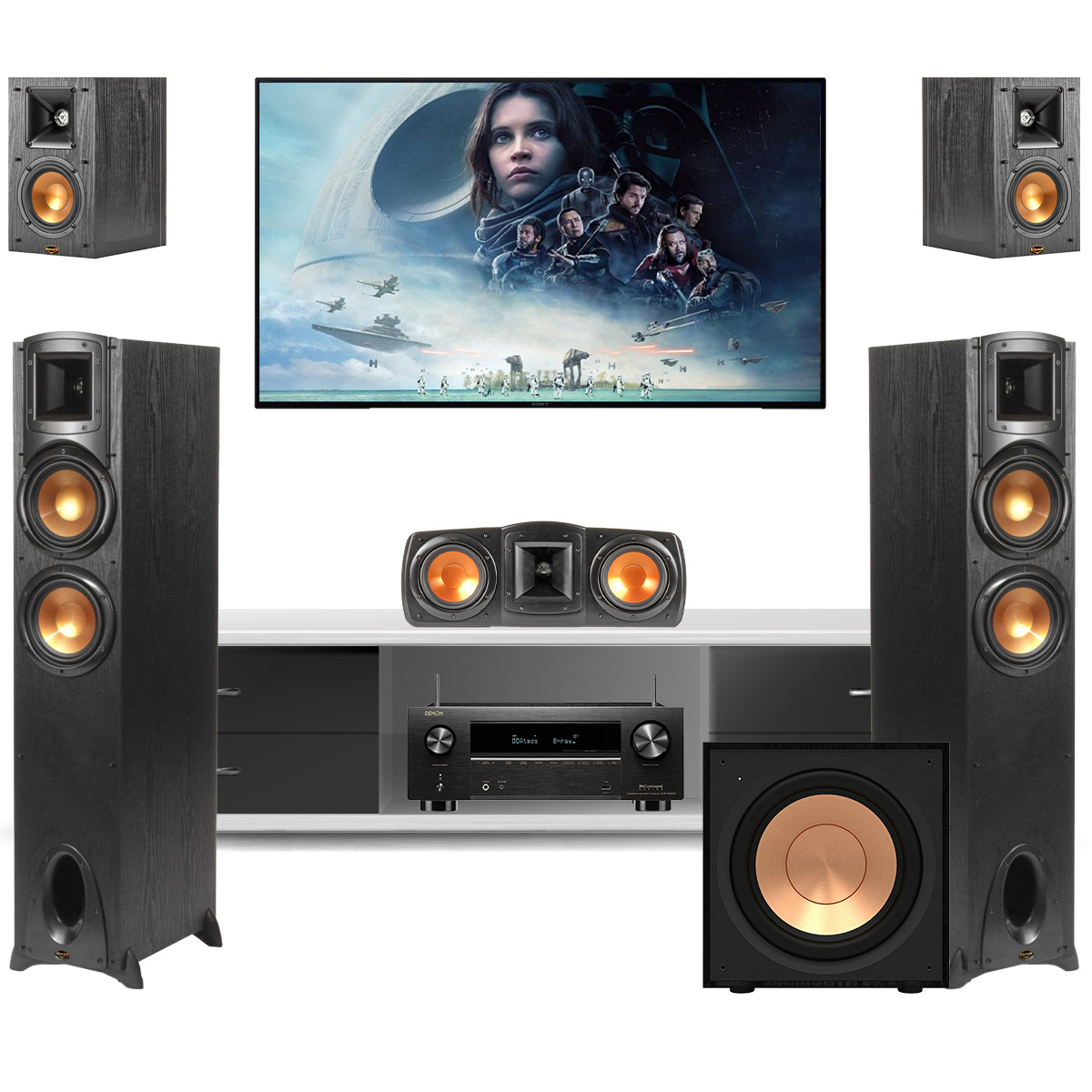 Combo xem phim 04 (Denon AVR 2700H - Klipsch F200 - Klipsch C200 - Klipsch B100 - R101SW)
