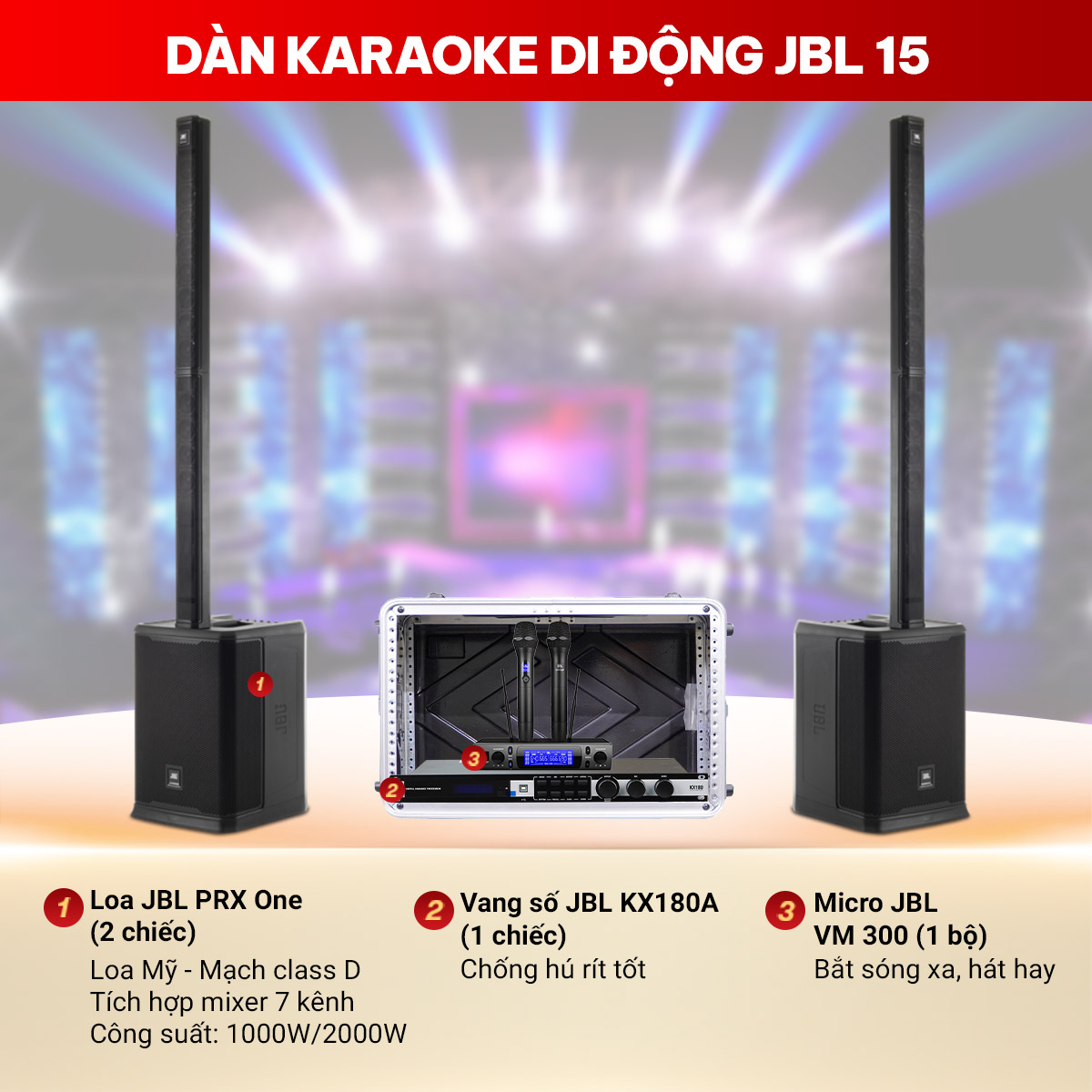 D&agrave;n karaoke di động JBL 15