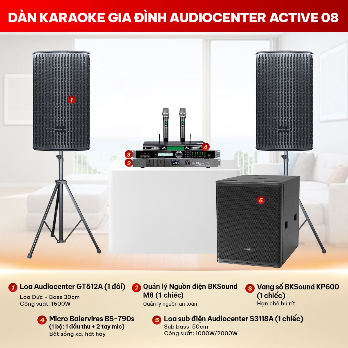 D&agrave;n karaoke gia đ&igrave;nh Audiocenter Active 08