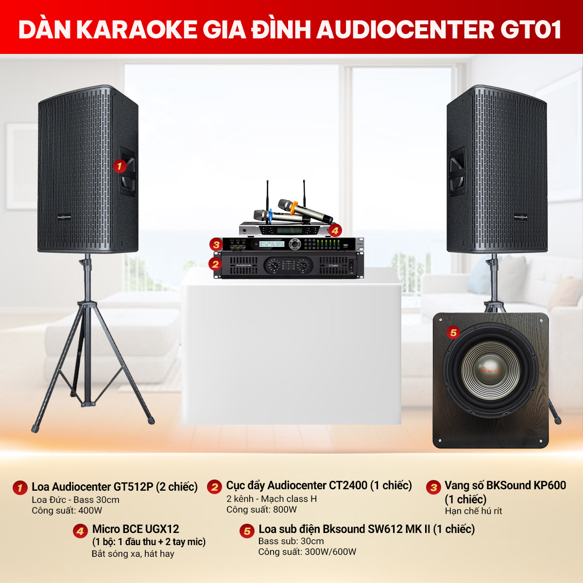 D&agrave;n karaoke gia đ&igrave;nh Audiocenter GT01