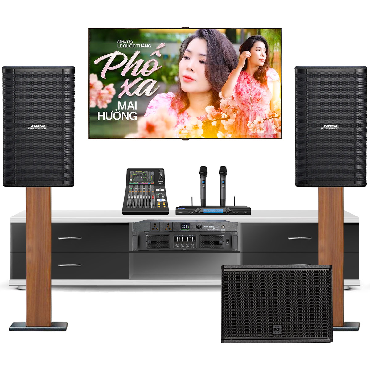 Dàn karaoke gia đình Bose 05 (Bose ShowTime SK12, RCF QPS 6.0K, Yamaha DM3 Standard, Baiervires BS9800, Bksound M8)