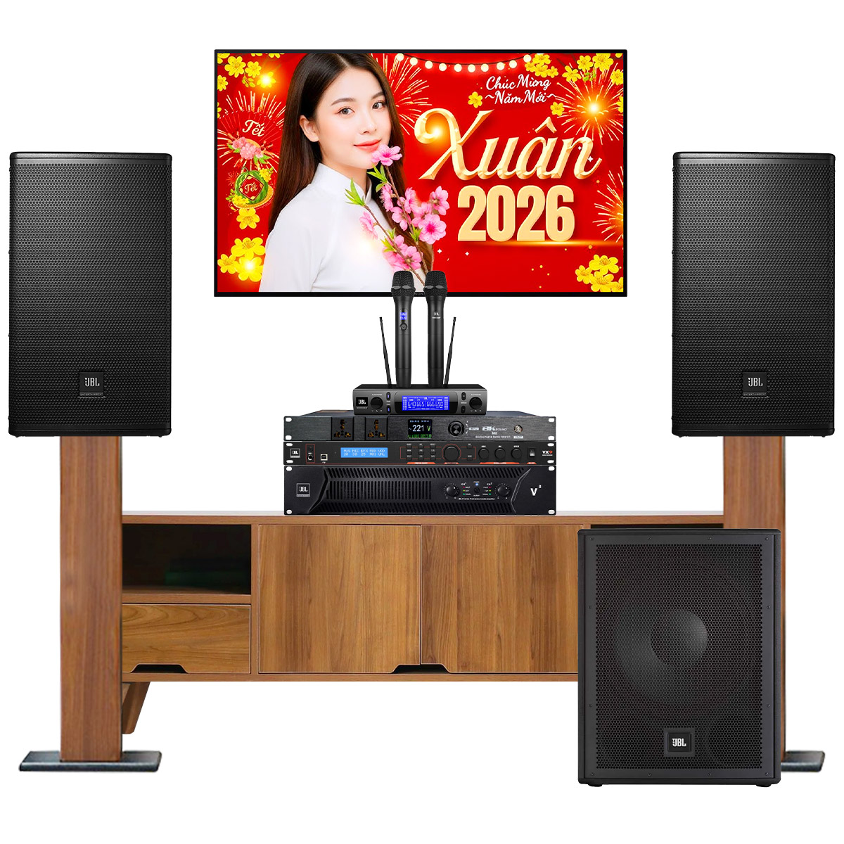 Dàn karaoke JBL cao cấp 27 (JBL MTS12, JBL V8, JBL VX9, JBL IRX115S, JBL VM300, Bksound M8)