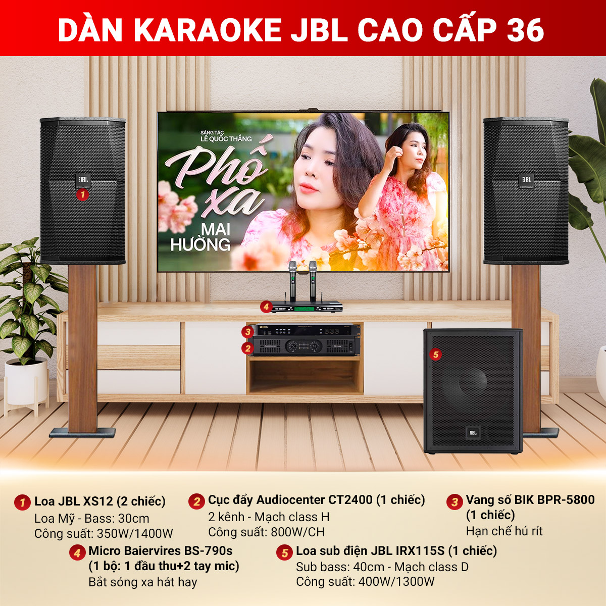 D&agrave;n karaoke JBL cao cấp 36