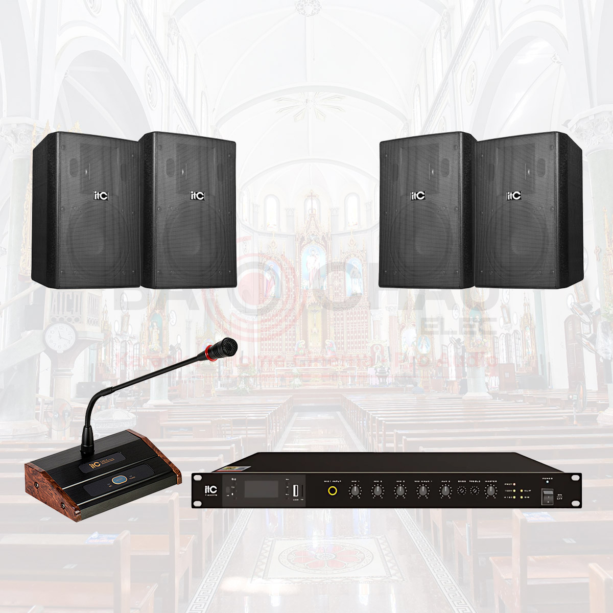 Hệ thống âm thanh cho nhà thờ, chùa ITC 01 (ITC T-778P, ITC T-B350D, ITC T-521A)