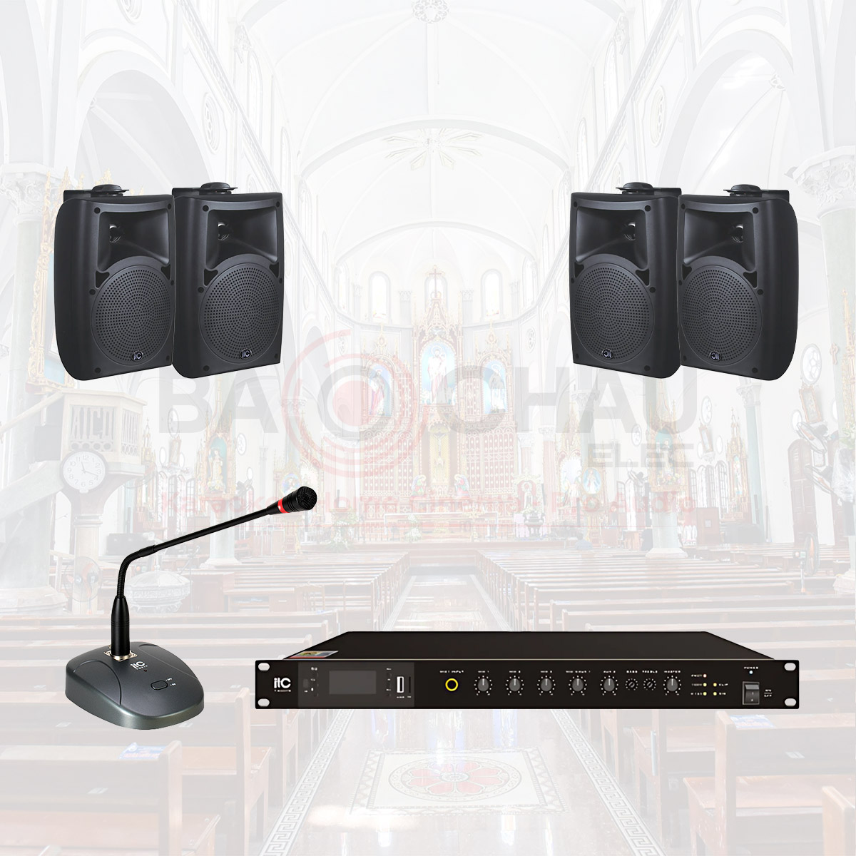 Hệ thống âm thanh cho nhà thờ, chùa ITC 02 (ITC T-776S, ITC T-240DTB, ITC T-621A)