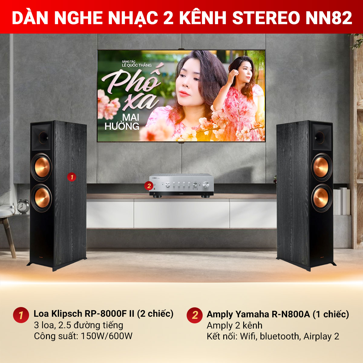 D&agrave;n nghe nhạc 2 k&ecirc;nh Stereo NN82