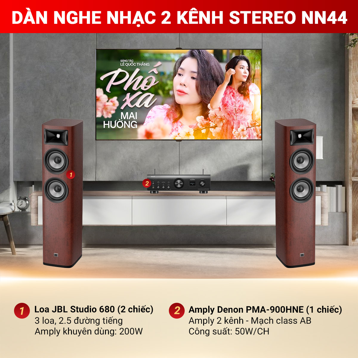 D&agrave;n nghe nhạc 2 k&ecirc;nh Stereo NN44