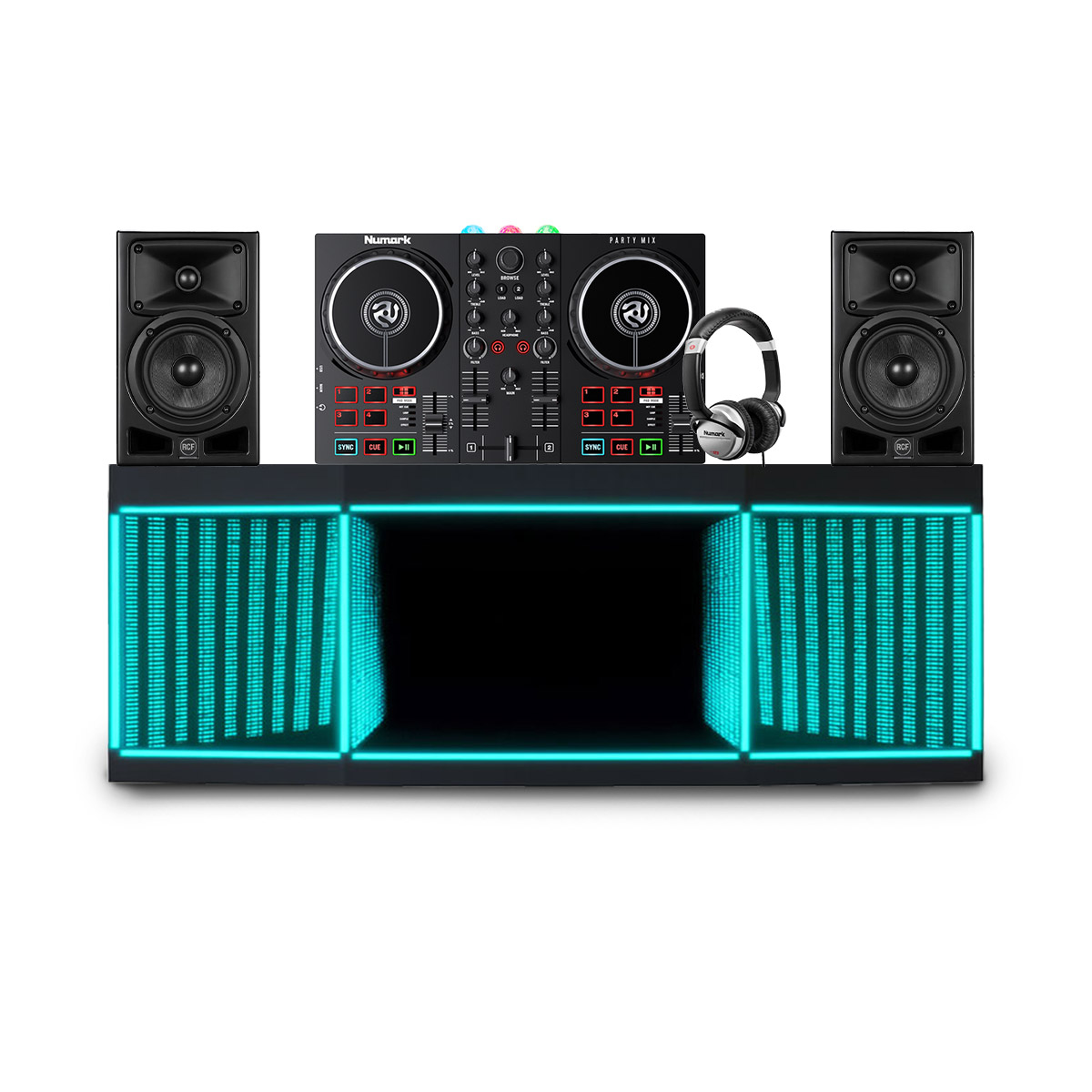 Dàn âm thanh Numark 01 (RCF Ayra Pro5, Numark Partymix 2, Numark HF125)