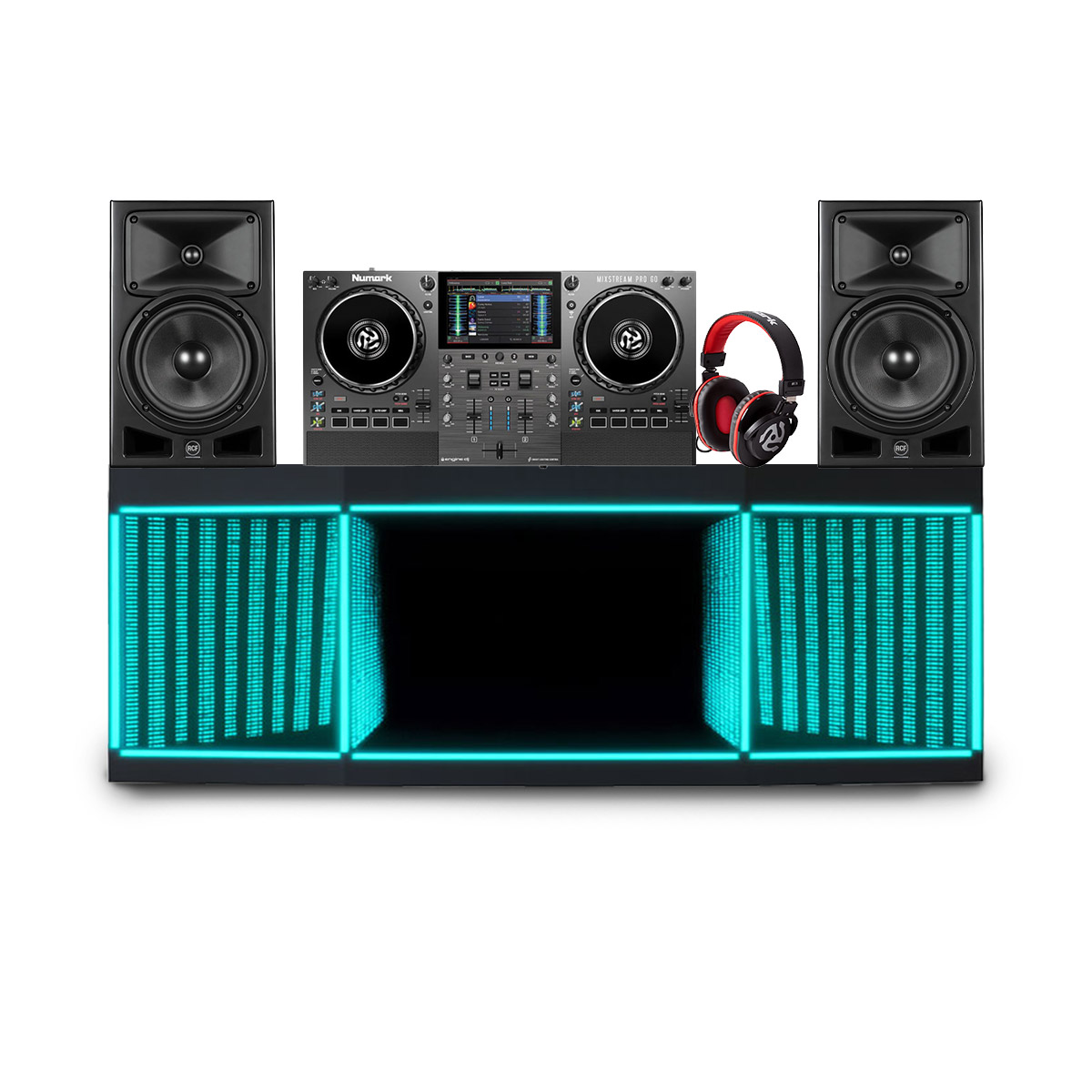 Dàn âm thanh Numark 02 (RCF Ayra Pro8, Numark Mixstream Pro Go, Numark HF175)