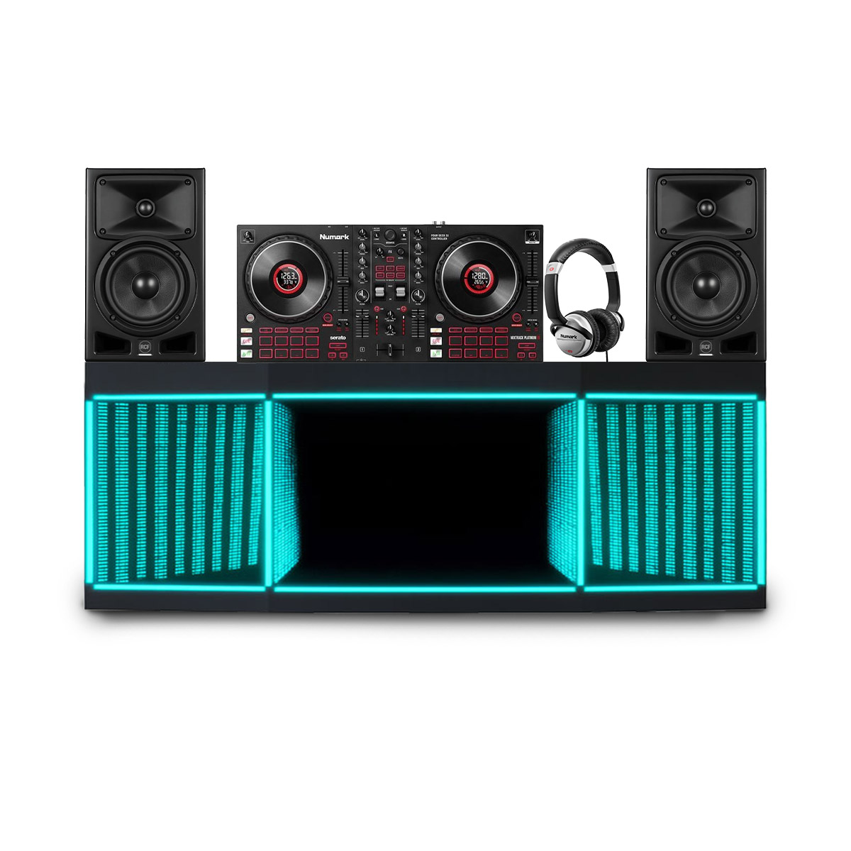 Dàn âm thanh Numark 03 (RCF Ayra Pro6, Numark Mixtrack Platinum FX, Numark HF125)