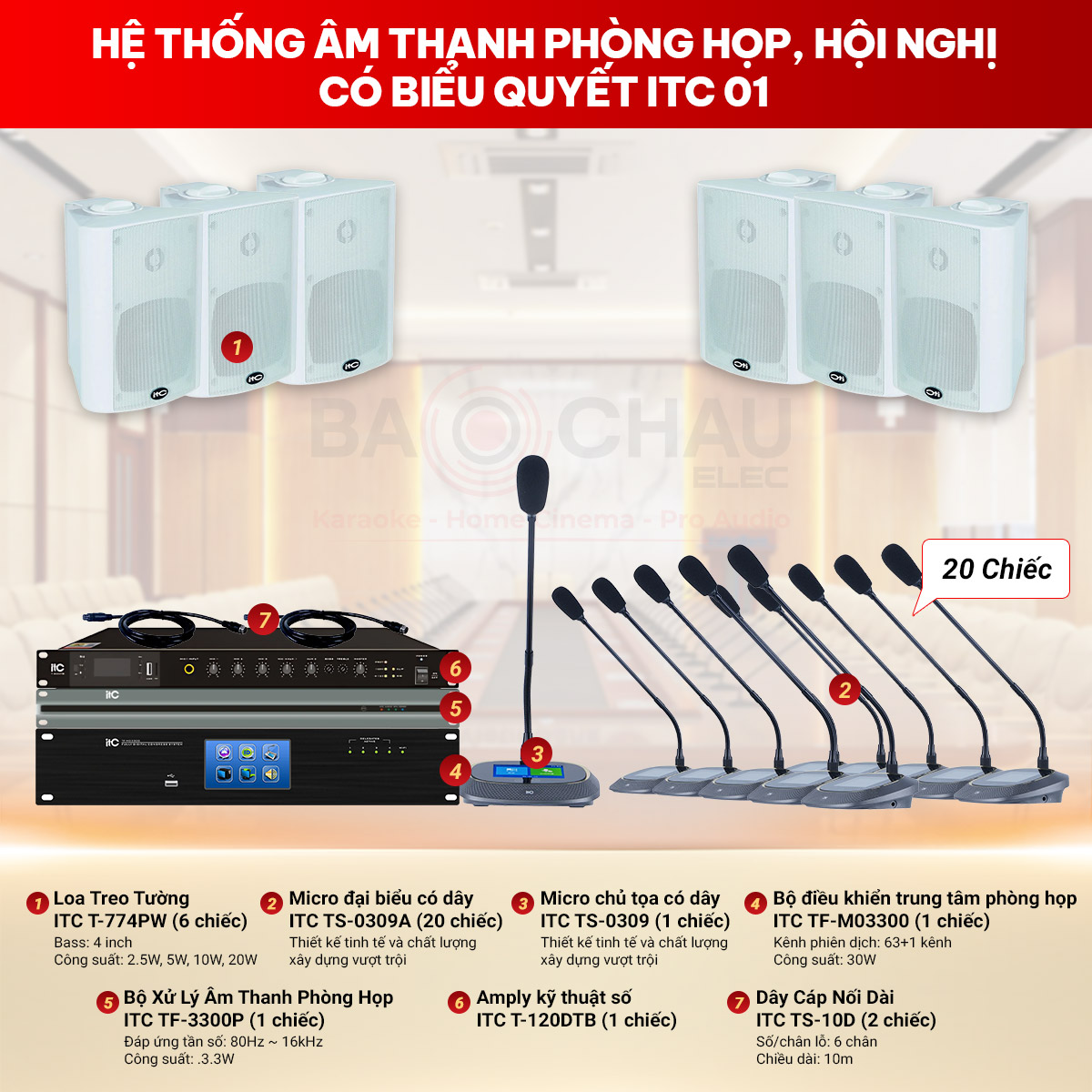 Hệ thống &acirc;m thanh ph&ograve;ng họp, hội nghị c&oacute; biểu quyết ITC 01