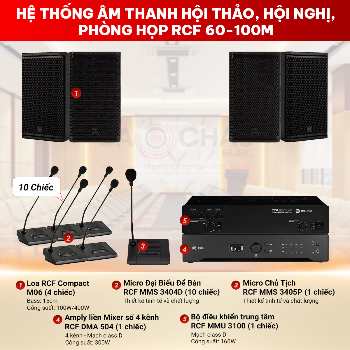 Hệ thống &Acirc;m thanh hội thảo, hội nghị, ph&ograve;ng họp RCF 60-100m