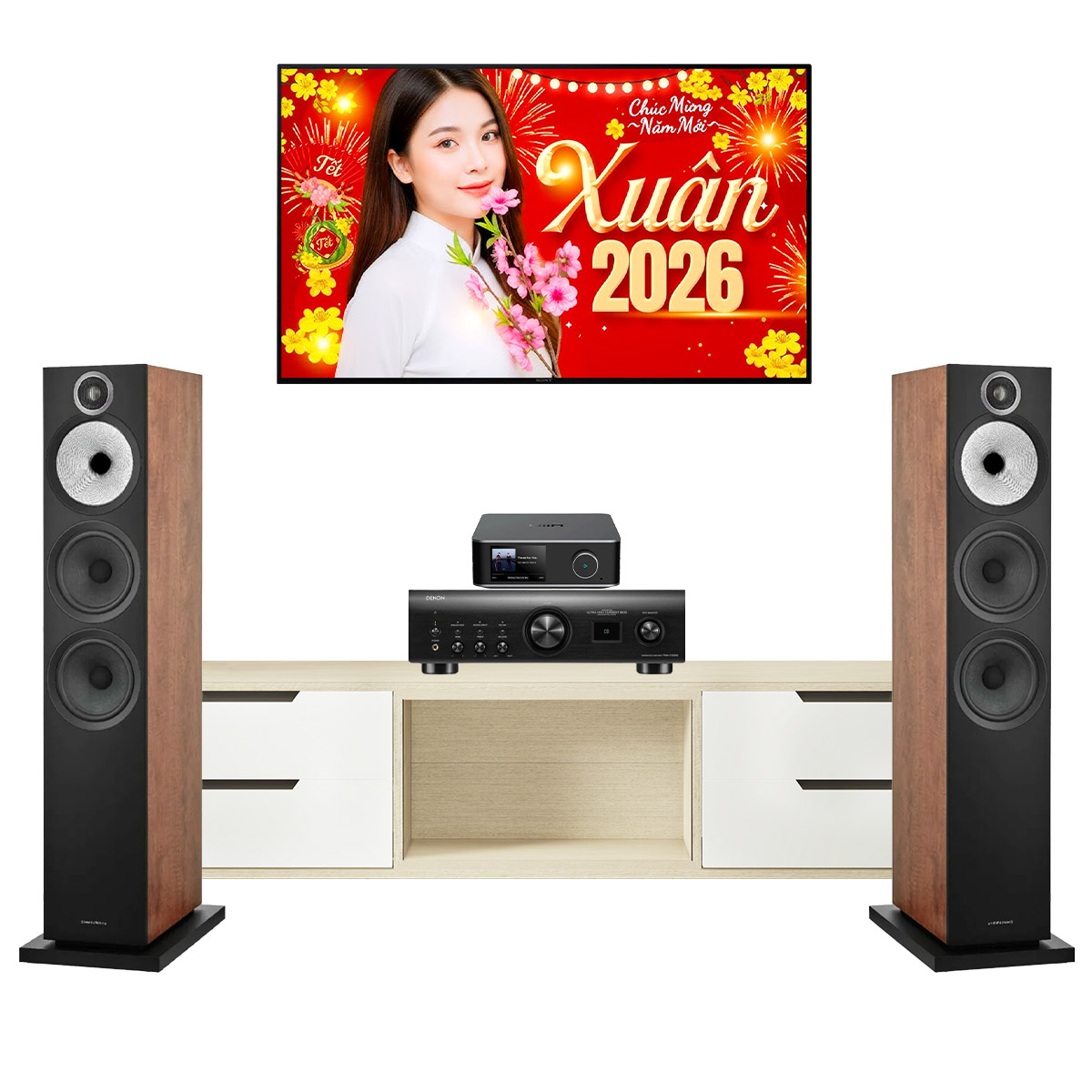 Dàn nghe nhạc 2 kênh Stereo NN75 (B&W 603 S3, Denon PMA 1700NE, DAC + Network Player WiiM Ultra)