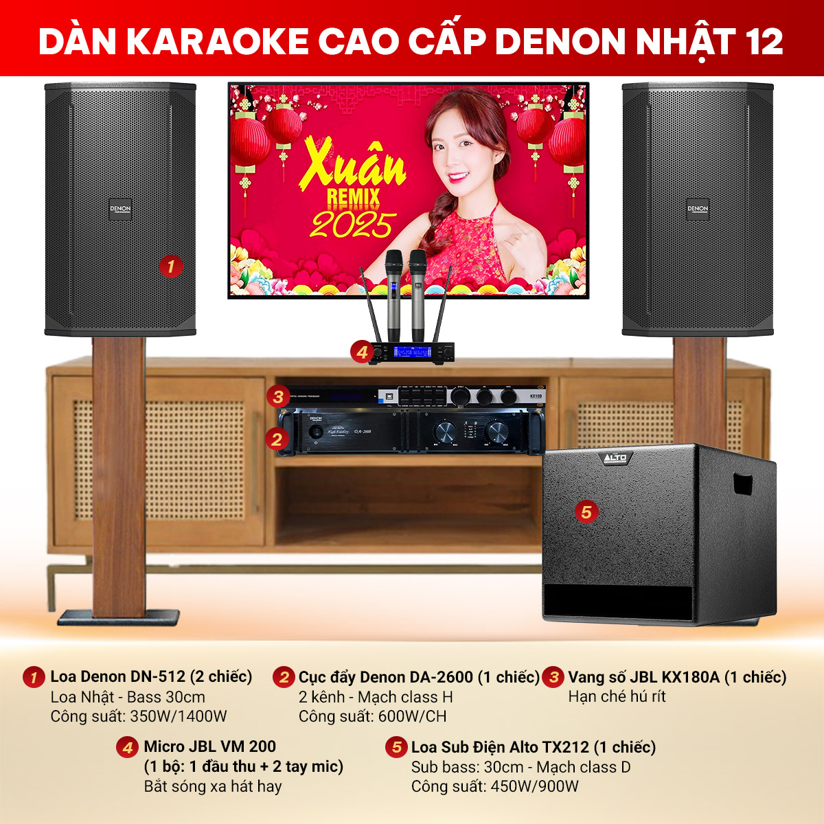 D&agrave;n karaoke cao cấp Denon Nhật 12 