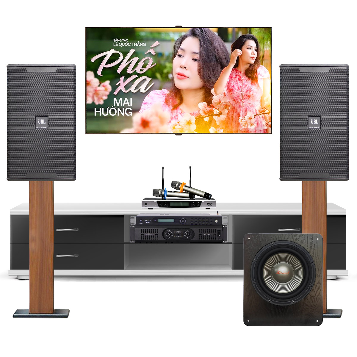 Dàn karaoke cao cấp JBL 47 (JBL KP4012 G2, Audiocenter CT2400, Bksound KP500, Bksound SW612 MK II, BCE UGX12)