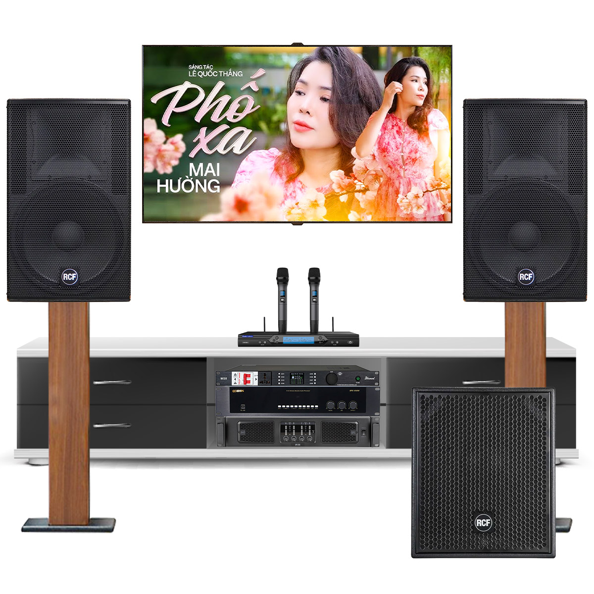 Dàn karaoke cao cấp RCF Acustica 46 (RCF C5215 W MK3, RCF S8015II, RCF QPS 10K, BIK BPC-R500, BS-9800,...) - Hình 1