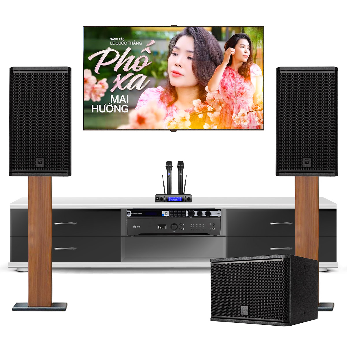 Dàn karaoke cao cấp RCF X-MAX 07 (RCF X-MAX 10, RCF DMA 504, JBL KX180A, RCF S10, JBL KX180A, JBL VM300)