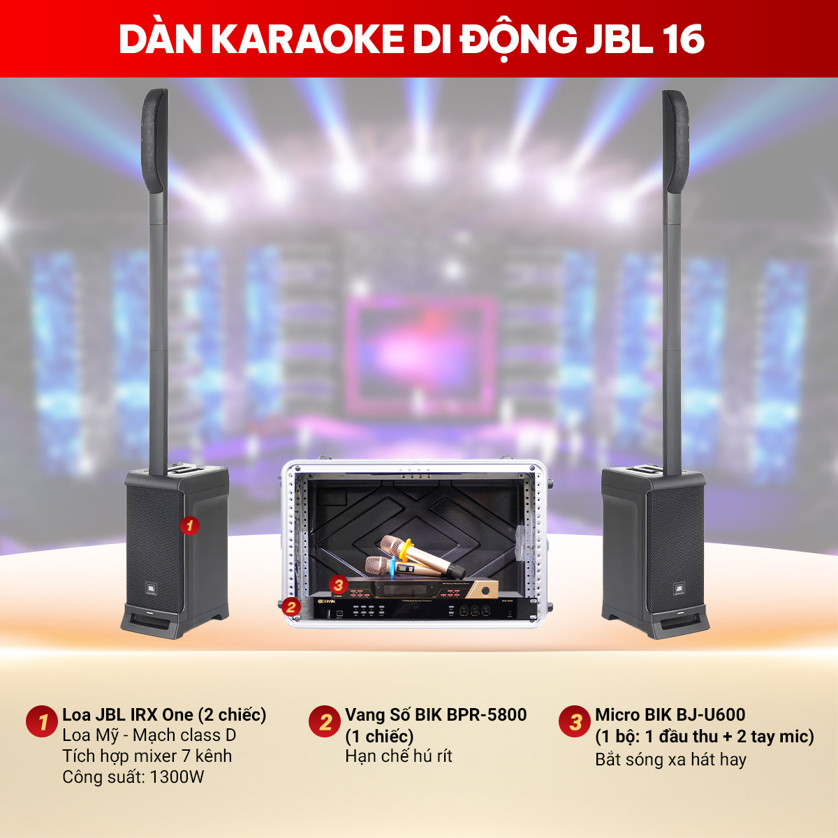 Hệ thống d&agrave;n karaoke di động JBL 16
