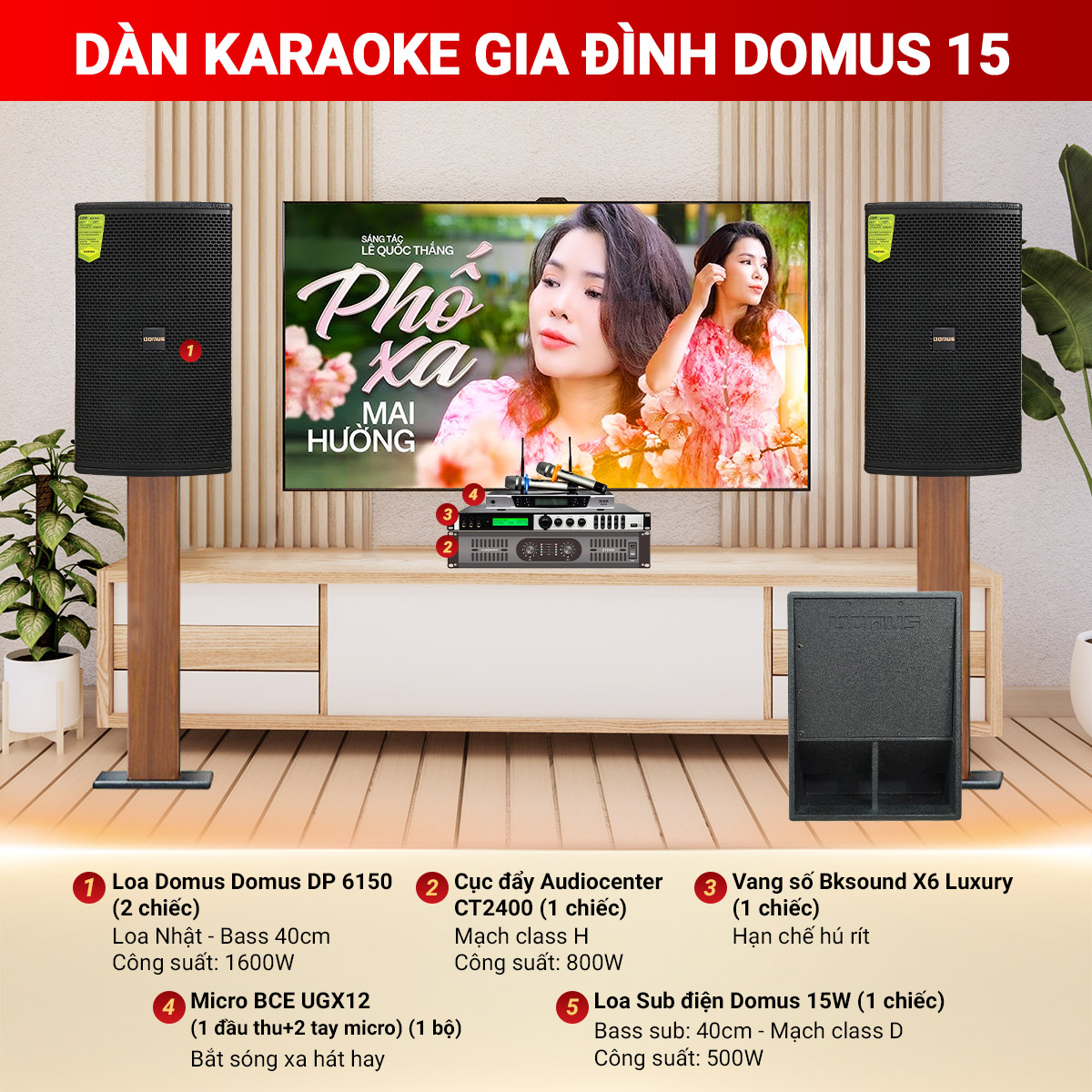 Dàn karaoke gia đình Domus 15