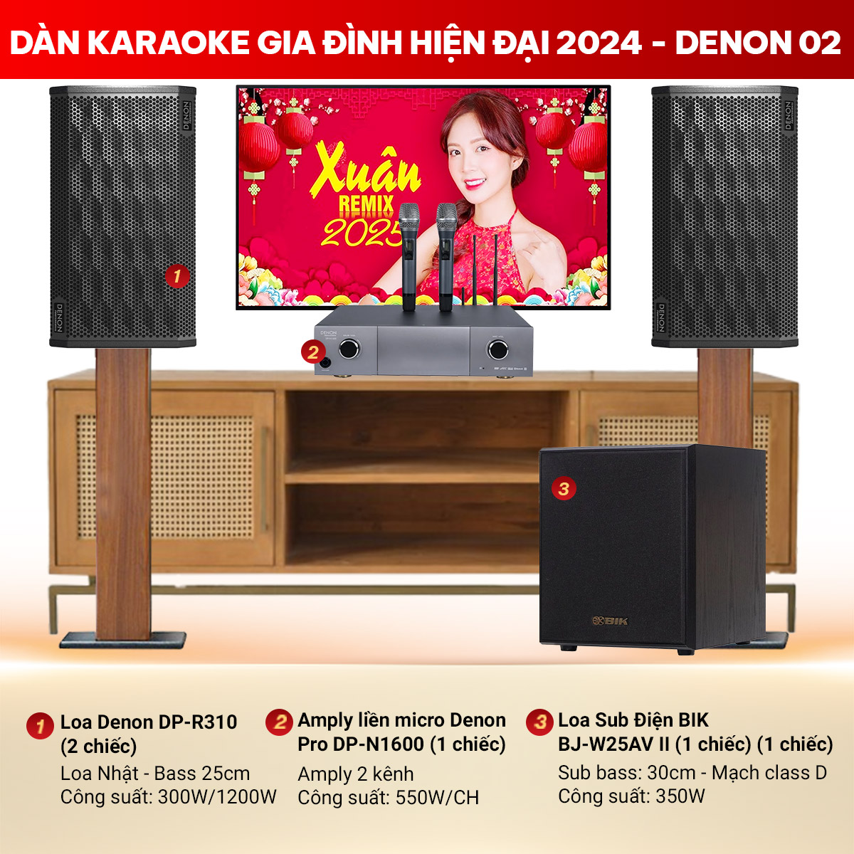 D&agrave;n karaoke gia đ&igrave;nh hiện đại 2024 - Denon 02